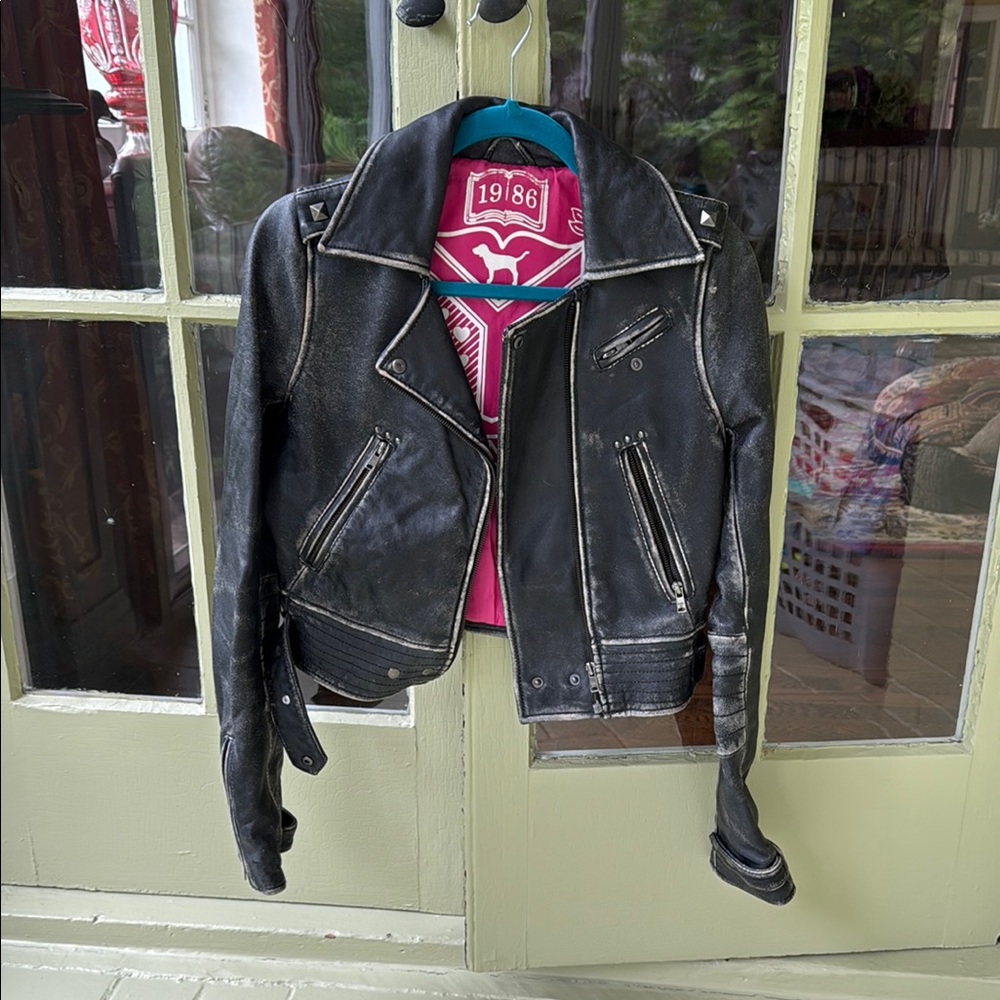 VS PINK Black Leather Jacket